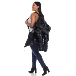 Plus Size Metallic Puffer Coat With Hoodie - White Mark -Style Haven Shop GUEST 00020439 ada6 4e02 8ed8 662f373bba70