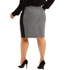 Agnes Orinda Women's Plus Size Work Houndstooth Pattern Slim Knee Pencil Skirt -Style Haven Shop GUEST 0091a5cc 0c4a 4995 8462 aaaae55d346a