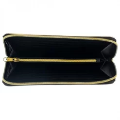 Bioworld Legend Of Zelda Legend Hyrule Crest Logo Black And Gold Zip Around Clutch Wallet