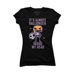 Junior's Design By Humans It's Always Halloween Inside My Head Funny Cute Spooky By EduEly T-Shirt -Style Haven Shop GUEST 03d469ad 655e 425f 9902 f3fd89eefe29