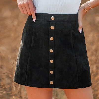 Women's High Waist Buttoned Straight Mini Skirt - Cupshe 3 Women's High Waist Buttoned Straight Mini Skirt - Cupshe