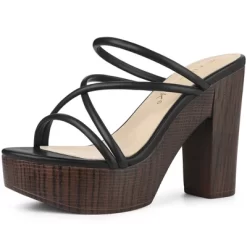 Allegra K Women's Platform Crisscross Strap Chunky Heel Slide Sandals -Style Haven Shop GUEST 04c1fe94 fbbb 439b 8194 9e119b8127b3