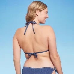 Women's Denim Textured Triangle Bikini Top - Wild Fable™ Denim Blue -Style Haven Shop GUEST 0833e3bd a014 4e81 9759 57de0fb0d3c2
