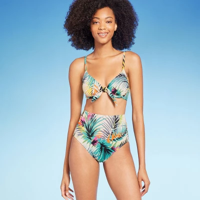 Women's High Waist Medium Coverage Bikini Bottom - Shade & Shore™ Multi Palm Print 4 Women's High Waist Medium Coverage Bikini Bottom - Shade & Shore™ Multi Palm Print - Image 2