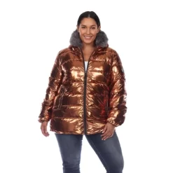 Plus Size Metallic Puffer Coat With Hoodie - White Mark -Style Haven Shop GUEST 09abe1a2 d4f0 4c8f b563 5c2a7fb108fc