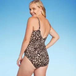 Women's UPF 50 Shirred V-Neck One Piece Swimsuit - Aqua Green®