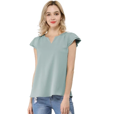 Allegra K Women's Work Business Casual Plain Cap Sleeve Blouse 9 Allegra K Women's Work Business Casual Plain Cap Sleeve Blouse - Image 7