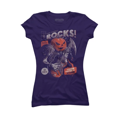 Junior's Design By Humans Rock Pumpkin By EduEly T-Shirt 8 Junior's Design By Humans Rock Pumpkin By EduEly T-Shirt - Image 6