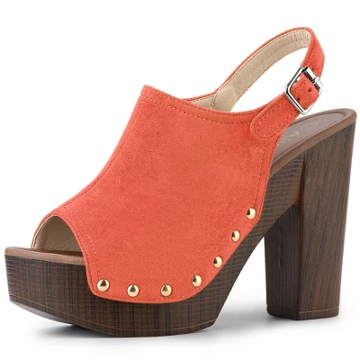 Allegra K Women's Open Toe Slingback Platform Chunky Heel Sandals 18 Allegra K Women's Open Toe Slingback Platform Chunky Heel Sandals - Image 16