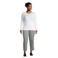 Lands' End Women's Lightweight Fitted Long Sleeve Crewneck T-Shirt