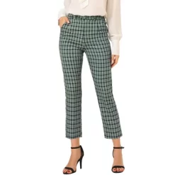 Allegra K Women's Plaid High Waist Elastic Back Office Work Ankle Pants -Style Haven Shop GUEST 0e57f024 02ec 48d4 9e75 af8323fdd85b