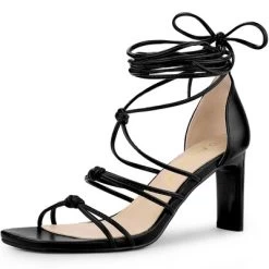 Allegra K Women's Lace Up Strappy Chunky High Heels Sandals -Style Haven Shop GUEST 0edd4a5d aff0 4cb0 932e 916d2ec5889a