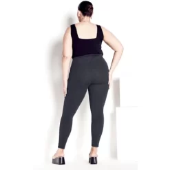 Women's Plus Size Supima® High Rise Legging Charcoal - Petite | AVENUE LEISURE