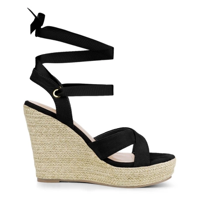 Allegra K Women's Espadrille Platform Lace Up Wedges Sandals 7 Allegra K Women's Espadrille Platform Lace Up Wedges Sandals - Image 5