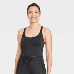 Women's Light Support Brushed Strappy Crop Sports Bra - All In Motion™ -Style Haven Shop GUEST 111ded8e 916e 4d57 a94e f85c20449081