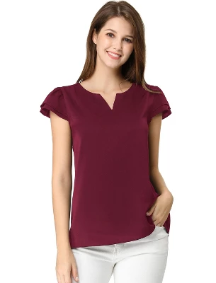 Allegra K Women's Work Business Casual Plain Cap Sleeve Blouse 11 Allegra K Women's Work Business Casual Plain Cap Sleeve Blouse - Image 9