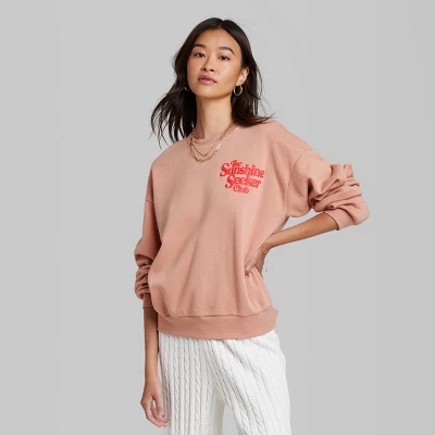 Women's Ascot + Hart Sunshine Fleece Graphic Pullover Sweatshirt - Orange 3 Women's Ascot + Hart Sunshine Fleece Graphic Pullover Sweatshirt - Orange