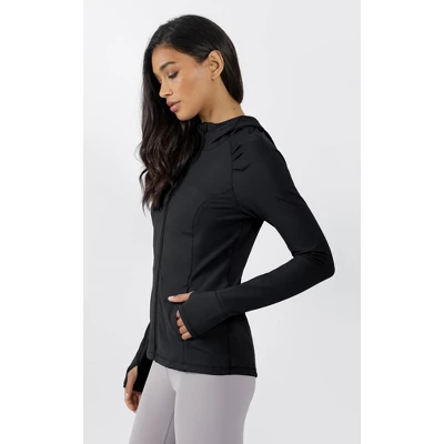 Yogalicious - Women's Slim Fit Hooded Track Jacket 4 Yogalicious - Women's Slim Fit Hooded Track Jacket - Image 2