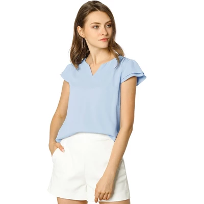 Allegra K Women's Work Business Casual Plain Cap Sleeve Blouse 13 Allegra K Women's Work Business Casual Plain Cap Sleeve Blouse - Image 11