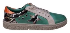 Cools 21 Charlee Snake Skin Two-Tone Star Motif Lace Up Sneakers
