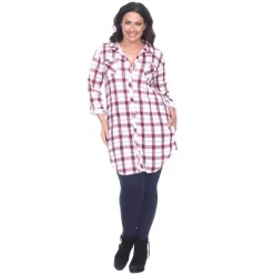 Women's Plus Size Piper Stretchy Plaid Tunic With Pockets - White Mark -Style Haven Shop GUEST 1ace45cd 78b9 4241 8848 6360cf6a2948