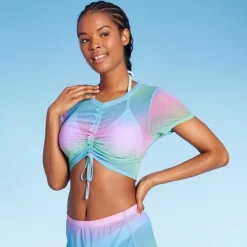 Women's Mesh Drawstring Ruched Cover Up Top - Wild Fable™ -Style Haven Shop GUEST 1b317db4 9517 49de a898 1f376c4edc42