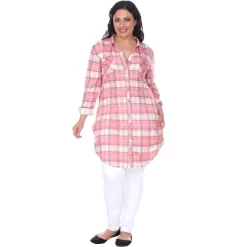 Women's Plus Size Piper Stretchy Plaid Tunic With Pockets - White Mark -Style Haven Shop GUEST 1c5f5478 0920 4a23 aea0 6b28ab363626