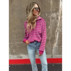 Women's Ascot + Hart Collared Striped Long Sleeve Graphic T-Shirt 10 Women's Ascot + Hart Collared Striped Long Sleeve Graphic T-Shirt -Style Haven Shop GUEST 1e6b7330 adb9 4821 9c4c d7dc6dab9688