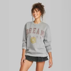 Women's Oversized Dream State Graphic Sweatshirt - Wild Fable™ Heather Gray