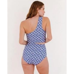 Lime Ricki Women's Block Floral One-Shoulder Crop Top