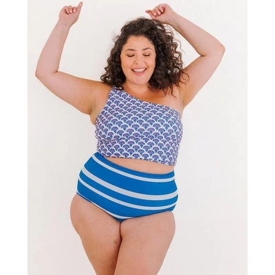 Lime Ricki Women's Block Floral One-Shoulder Crop Top 4 Lime Ricki Women's Block Floral One-Shoulder Crop Top - Image 2