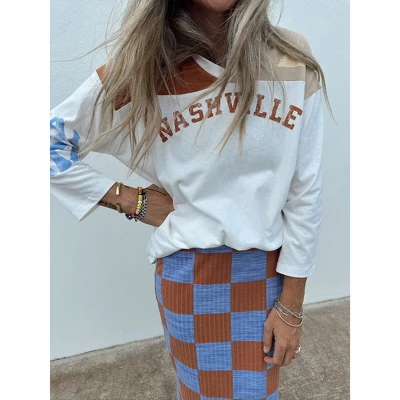 Women's Ascot + Hart Checkered Graphic Maxi Skirt 7 Women's Ascot + Hart Checkered Graphic Maxi Skirt - Image 5