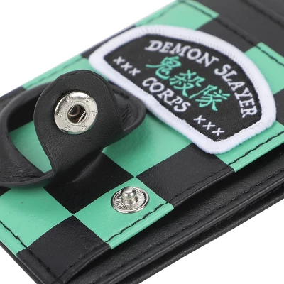 Demon Slayer Corps Men's Black & Green Tracker Pouch Wallet 3 Demon Slayer Corps Men's Black & Green Tracker Pouch Wallet