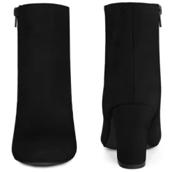 Perphy Women's Round Toe Chunky High Heels Ankle Boots