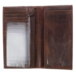 CTM Hunter Leather Distressed Checkbook Cover Wallet
