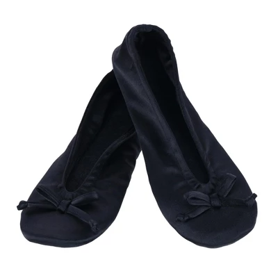 CTM Women's Satin Ballerina Slipper House Shoe (Pack Of 2) 3 CTM Women's Satin Ballerina Slipper House Shoe (Pack Of 2)