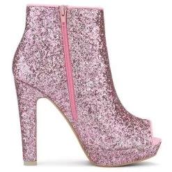 Allegra K Women's Glitter Platform Chunky Heeled Open Toe Ankle Boots -Style Haven Shop GUEST 271577ed 250c 40de bdf8 4ff1d0db3afa