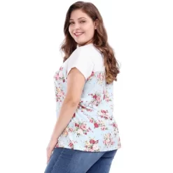 Agnes Orinda Women's Plus Size Dolman Sleeve Print Shirt Sheer Floral Summer T-shirts -Style Haven Shop GUEST 281e9d7c 995c 4e51 b304 cabf00ec2fbb