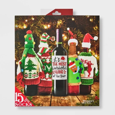 Women's 'The Most Wonderful Wine Of The Year' 15 Days Of Socks Advent Calendar - Assorted Colors 4-10 3 Women's 'The Most Wonderful Wine Of The Year' 15 Days Of Socks Advent Calendar - Assorted Colors 4-10