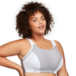 Glamorise Womens Custom Control Sports Wirefree Bra 1166 White/Gray -Style Haven Shop GUEST 28a51847 061b 4c87 94c9 85ee19b4b0e3
