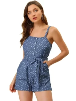 Allegra K Women's Chambray Casual Print Sleeveless Jumpsuit Playsuit With Pocket -Style Haven Shop GUEST 29bdb34c 60be 453d 937d 0236ac00d8e5