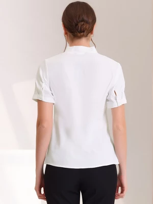 Allegra K Women's Short Sleeve Casual V Neck Chiffon Blouses 4 Allegra K Women's Short Sleeve Casual V Neck Chiffon Blouses - Image 2