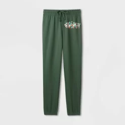 Adult's Peanuts Graphic Joggers - Dark Green