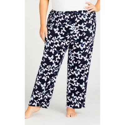 Women's Plus Size Butterfly Fleece Sleep Pant - Navy | AVENUE 4 Women's Plus Size Butterfly Fleece Sleep Pant - Navy | AVENUE - Image 2
