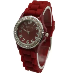 Olivia Pratt Every Day Thin Band Silicone And Rhinestones Colorful Women Watch