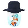 Dragon Ball Z Plain Blue Sun Hat With Embroidered Patch And Chin String For Men Women