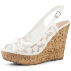 Perphy Platform Heels Lace Bow Slingback Wedge Sandals For Women -Style Haven Shop GUEST 304308bb bfb8 4e2e 9bfb d0659996858e