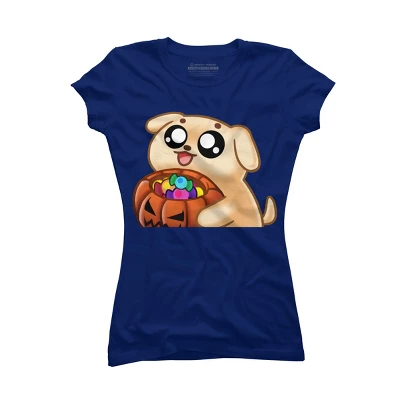 Junior's Design By Humans Halloween Candy Pup By Puppers T-Shirt 5 Junior's Design By Humans Halloween Candy Pup By Puppers T-Shirt - Image 3