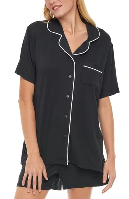 Womens Soft Knit Jersey Pajamas Lounge Set, Short Sleeve Top And Shorts With Pockets 7 Womens Soft Knit Jersey Pajamas Lounge Set, Short Sleeve Top And Shorts With Pockets - Image 5