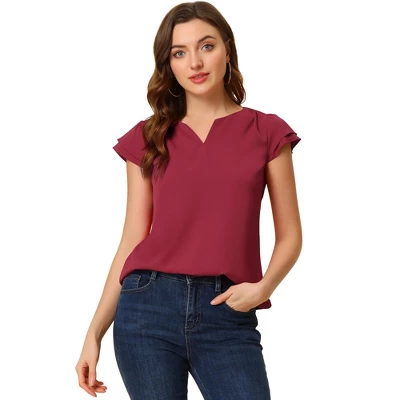 Allegra K Women's Work Business Casual Plain Cap Sleeve Blouse 22 Allegra K Women's Work Business Casual Plain Cap Sleeve Blouse - Image 20